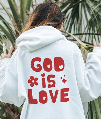 'God Is Love' Back Print Hoodie for Women (One Piece)